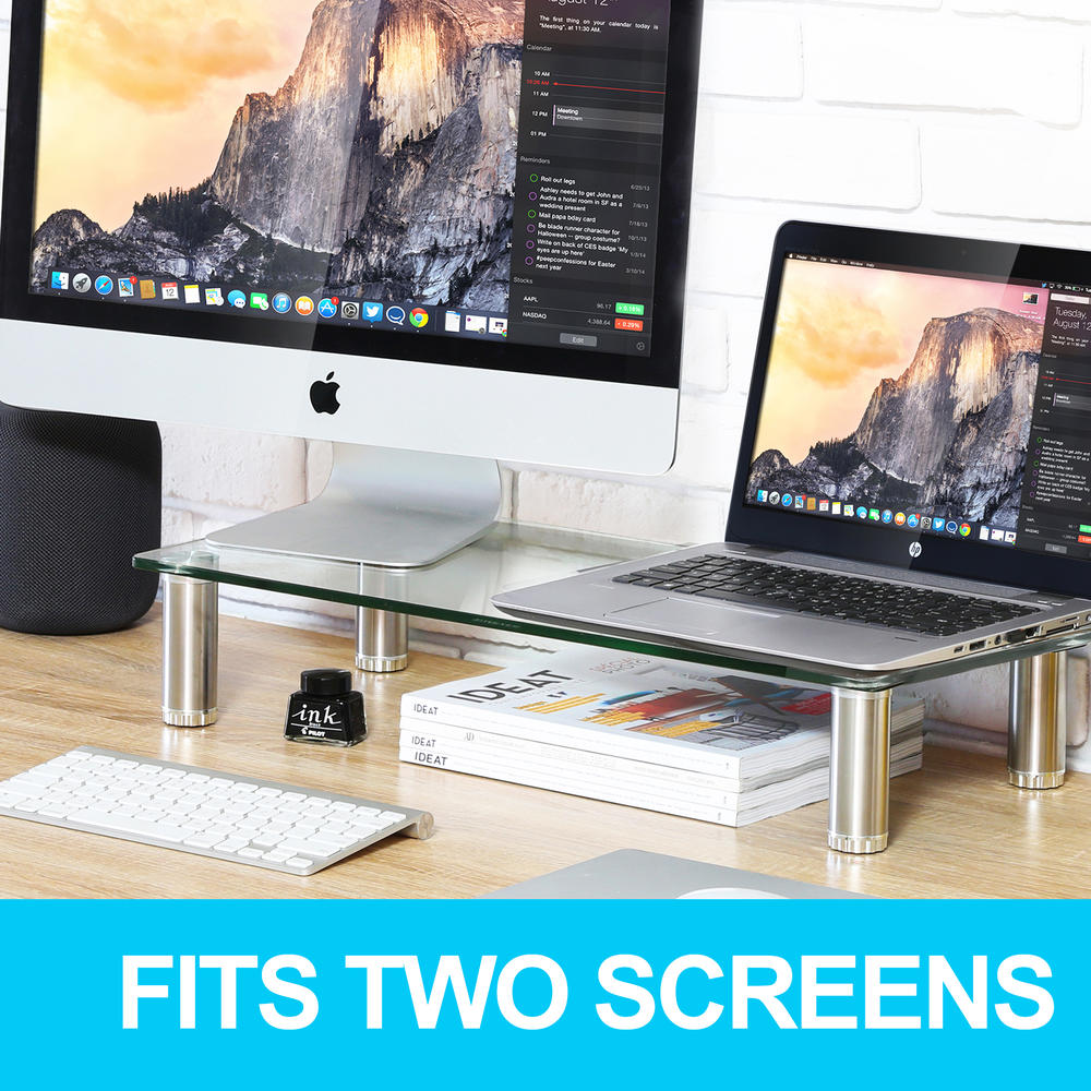Fitueyes Clear Computer Monitor Riser Save Space Desktop LED TV Stand