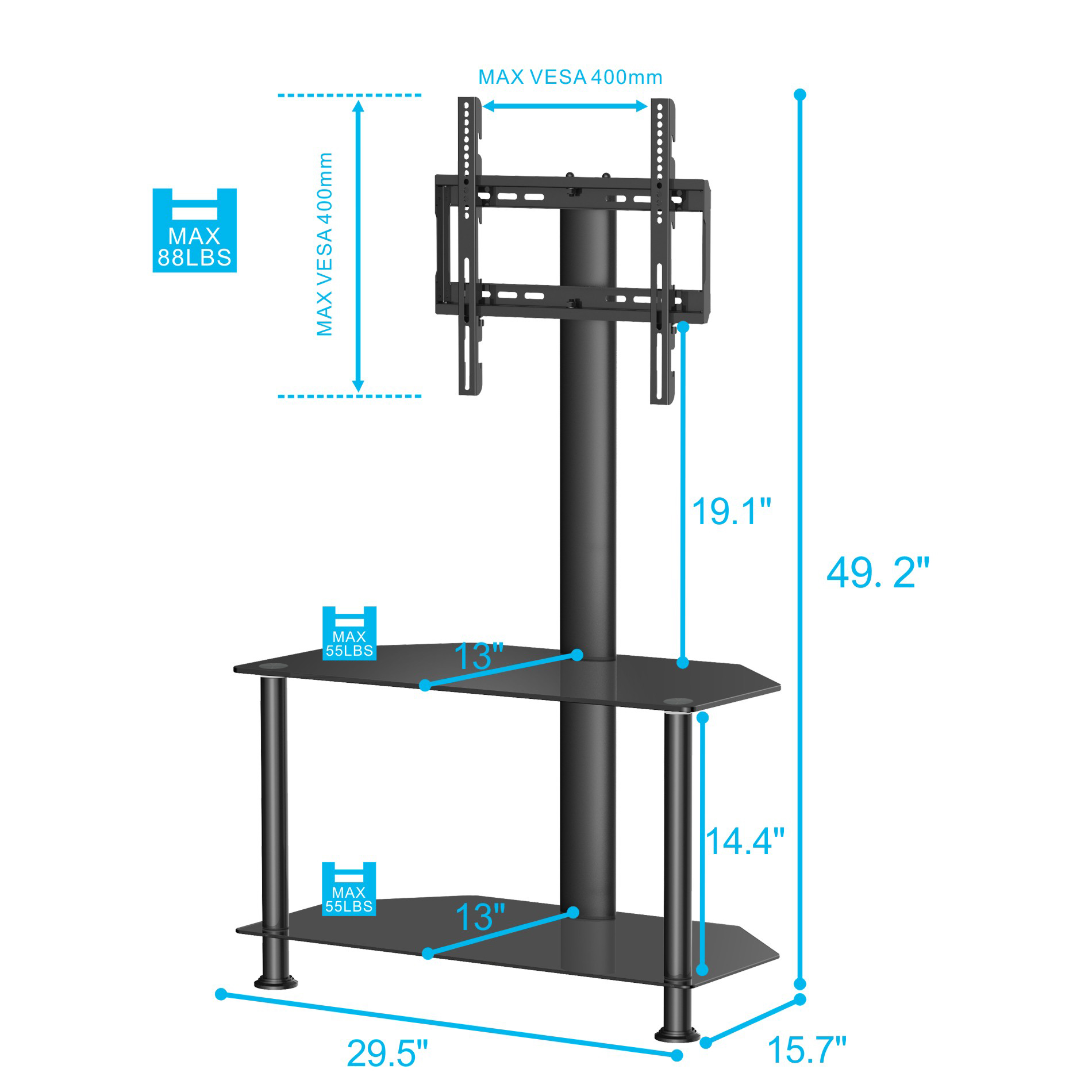 Fitueyes Fitueyes Floor Tv Stand With Swivel Mount And Height