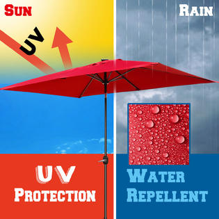 Sunrise Umbrella U075 203 Tan 10 X6 5 Solar Powered Patio Umbrella 26 Led Lights Rectangle Sunshade Outdoor Tan