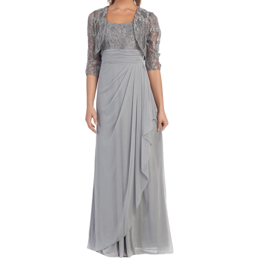 Belle Maids Long Lace and Chiffon Mother of the Bride Formal Dress