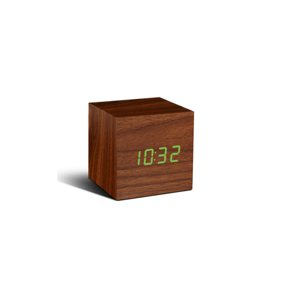 Gingko Walnut Cube Click Clock - LED Clock - GK08R8