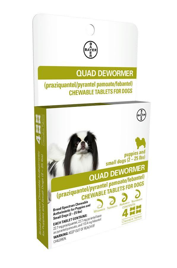 Bayer Quad Dewormer Chewable Tablets for Dogs 2-25Lbs