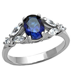 Trustmark Jewelers Twilight: 1.96ct Simulated Blue Sapphire Crystal Split Band Engagement Ring 316 Steel 3239B