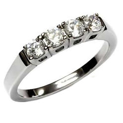 Trustmark Jewelers Natalie: 0.64ct Russian Ice on Fire CZ 4 Stone Anniversary Wedding Band 316 Steel 3111