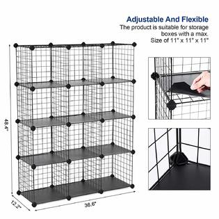 Kanstar 12 Cube Metal Wire Cube Storage Diy Closet Cabinet Shelf