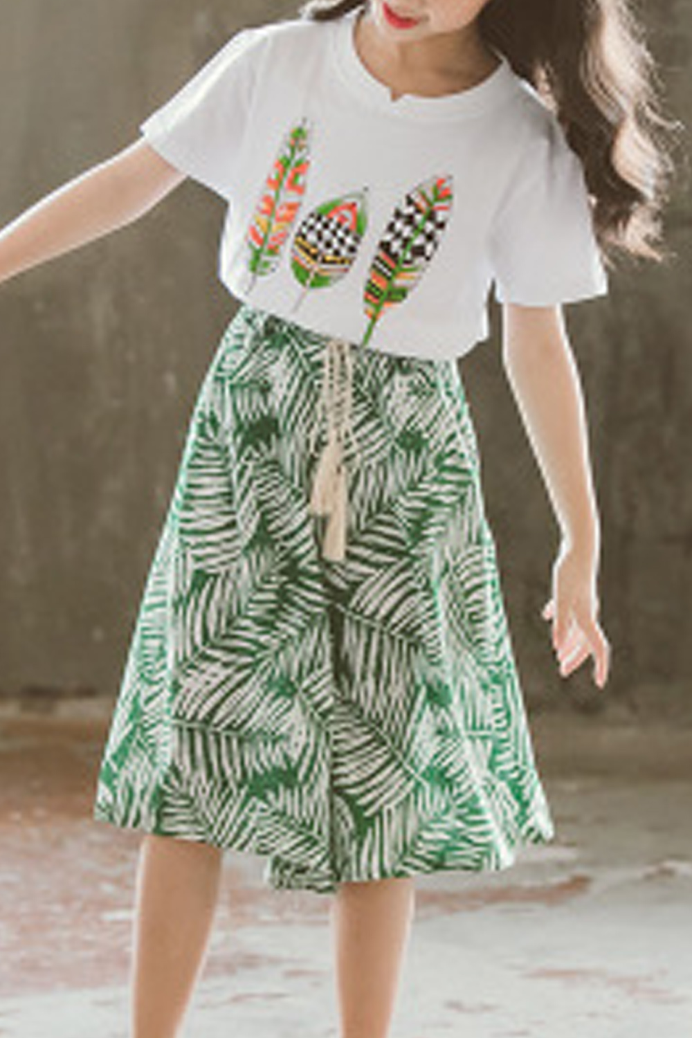 girls green tshirt dress