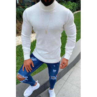 Autumn Winter Fashion Turtleneck Mens Thin Sweaters Casual