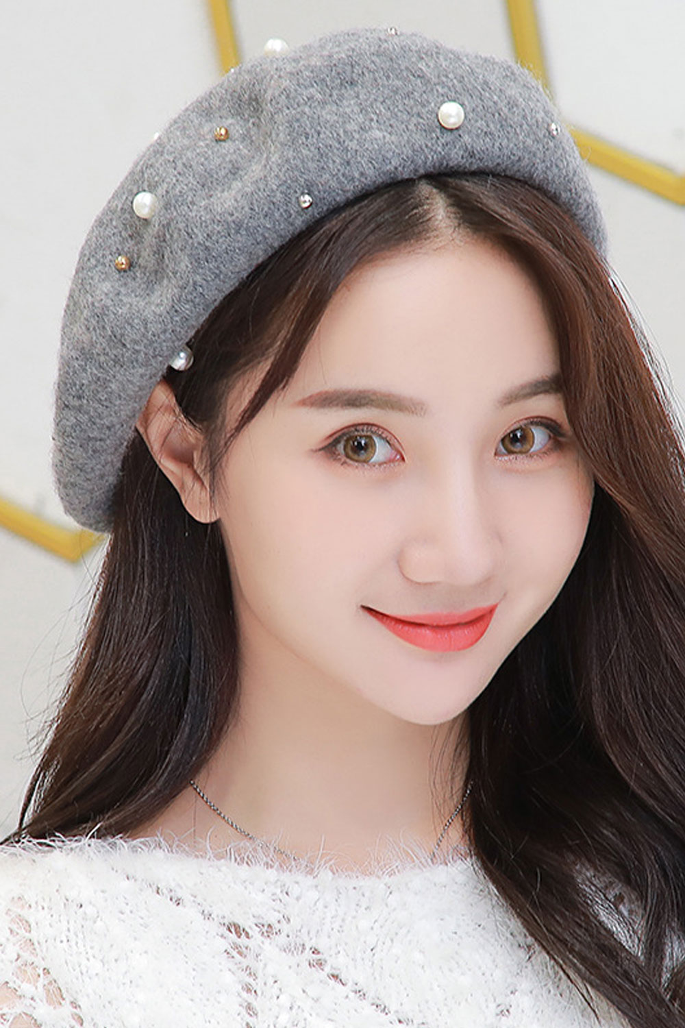Tom Carry Women Elegant Pearl Decorated Warm Fashion Beret Hat