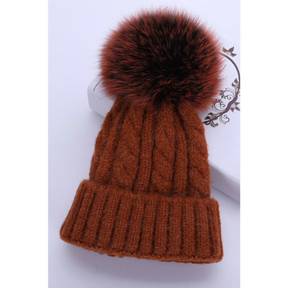 TOMCARRY Kids Girls Soft Lovely Hair Ball Attached Solid Colored Winter Hat