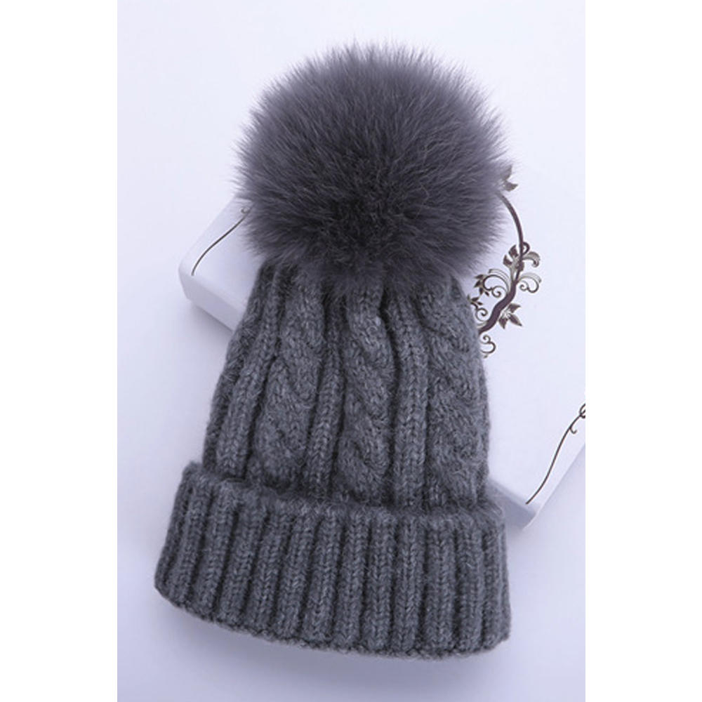 TOMCARRY Kids Girls Soft Lovely Hair Ball Attached Solid Colored Winter Hat