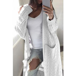 Tom Carry Women Winter Knitted Long Sleeve Long Length Cozy Thick Cardigan