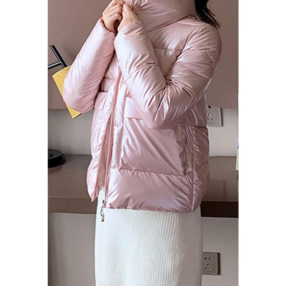 Tom Carry Women Soft Stand Up Collar Solid Pattern Long Sleeve Wind Breaker Amazing Casual Padded Jacket
