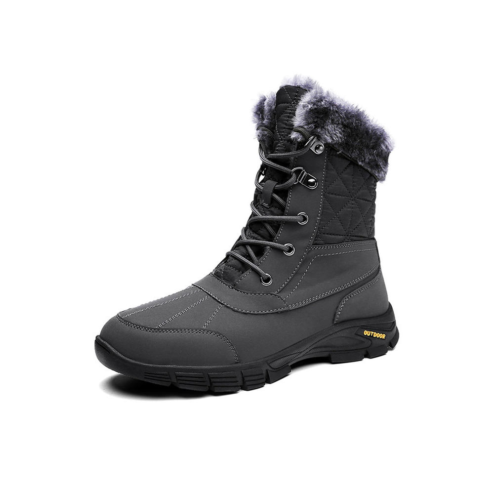 Tom Carry Men Trendy Solid Colored Convenient Lace Up Soft Coushioning Flat Rubber Soled High Top Winter Hiking Boots
