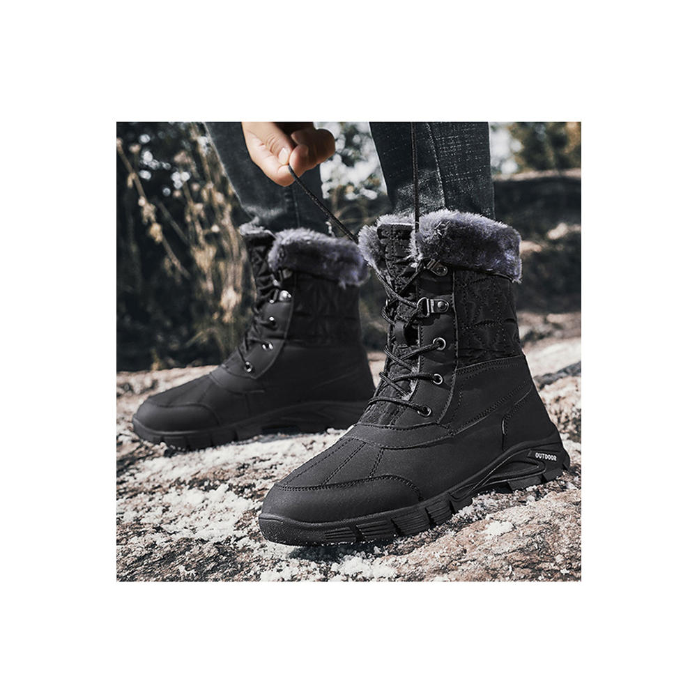 Tom Carry Men Trendy Solid Colored Convenient Lace Up Soft Coushioning Flat Rubber Soled High Top Winter Hiking Boots