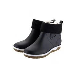 Tom Carry Men Flufyy Soft Inner Collar Flat Rubber Soled Round Head Amazing Solid Colored Low Top Waterproof Rain Boots