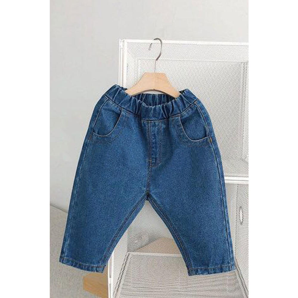 Tom Carry Baby & Toddler Girls Elasticated Waist Pockets Styled Superb Solid Colored Comfortable Casual Denim Jeans