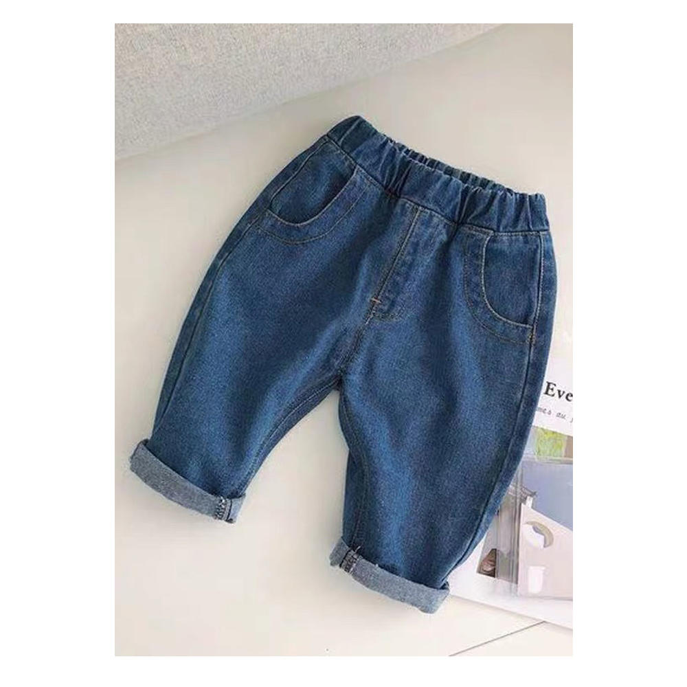 Tom Carry Baby & Toddler Girls Elasticated Waist Pockets Styled Superb Solid Colored Comfortable Casual Denim Jeans