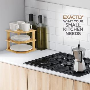 Bamboo Kitchen Corner Shelf - Countertop Organizer - Cabinet ...