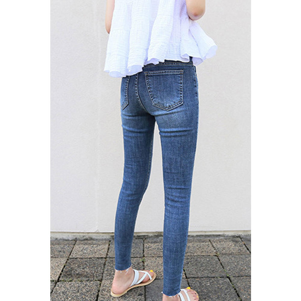 TOMCARRY Women Flexible Solid Pattern High Waist Modern Magnificent Classy Denim Jeans