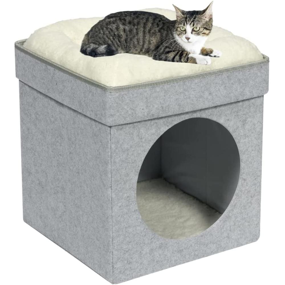 B FSOBEIIALEO Cat House Cube Small Dog Cubes for Indoor Cats Folding