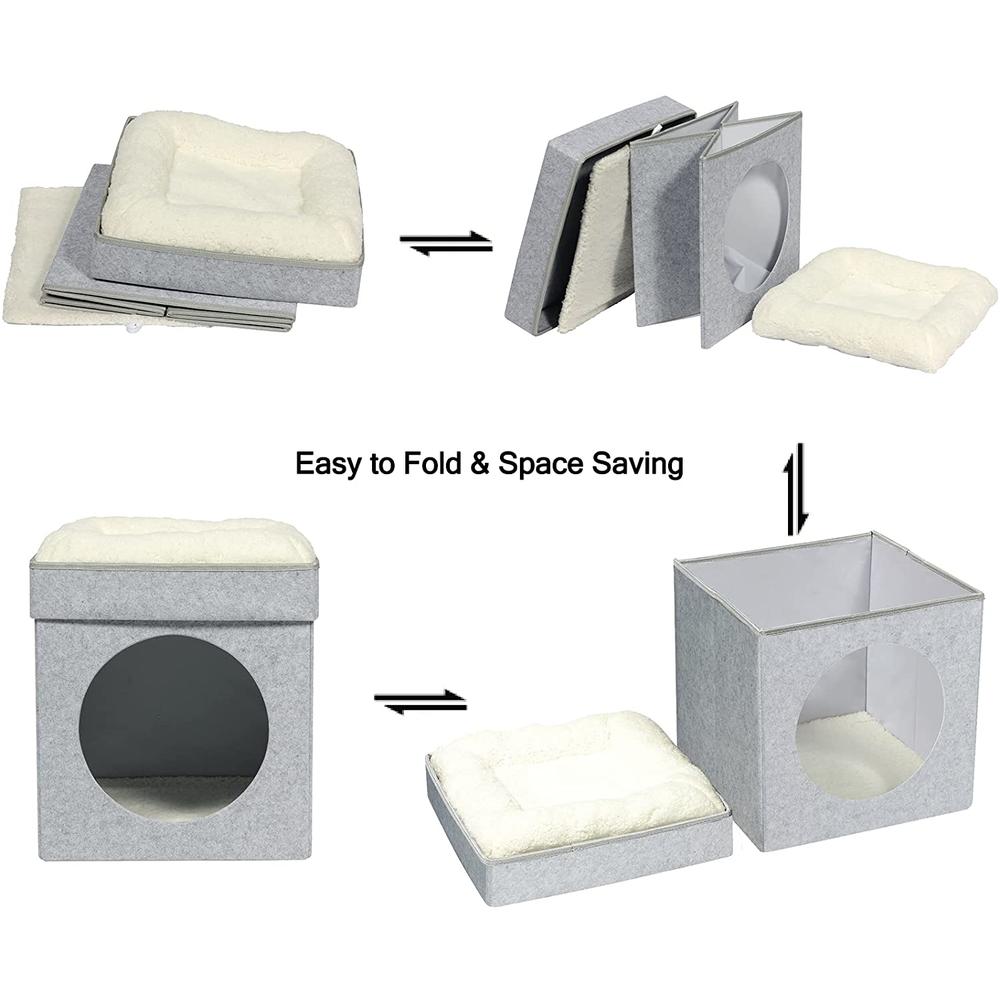 B FSOBEIIALEO Cat House Cube Small Dog Cubes for Indoor Cats Folding