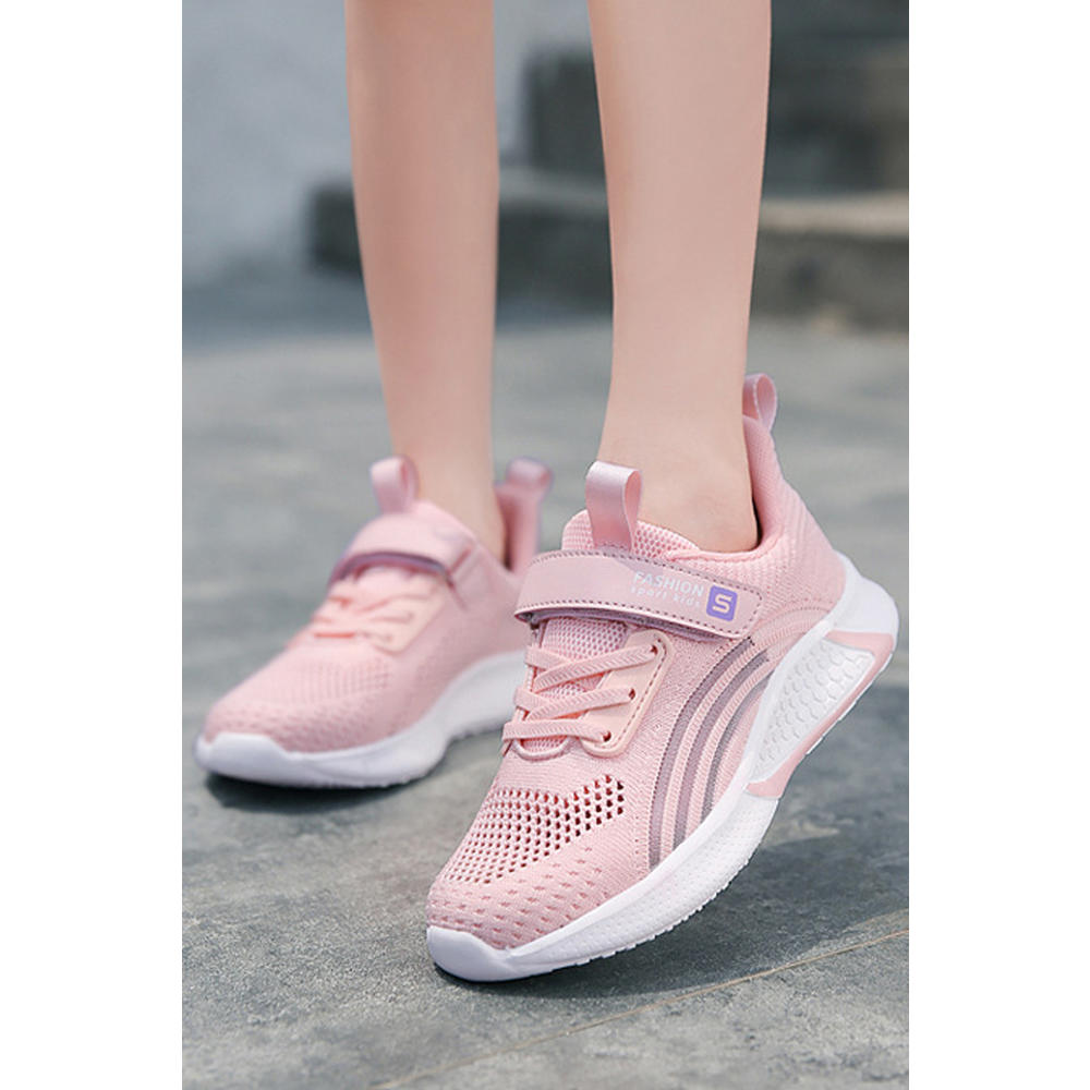 TOMCARRY Youth Girls Pretty Solid Colored Non-Slip Flat Rubber Soled Breathable Mesh Soft Inner Collar Casual Shoes