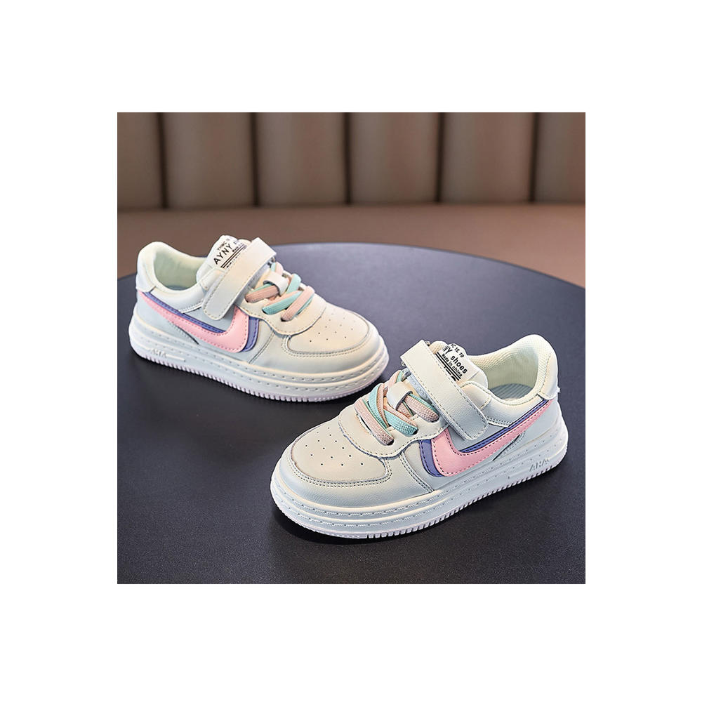 TOMCARRY Youth Girls Sophisticated Striped Pattern Flat Rubber Soled Restful Inner Collar Velcro Closure Casual Shoes