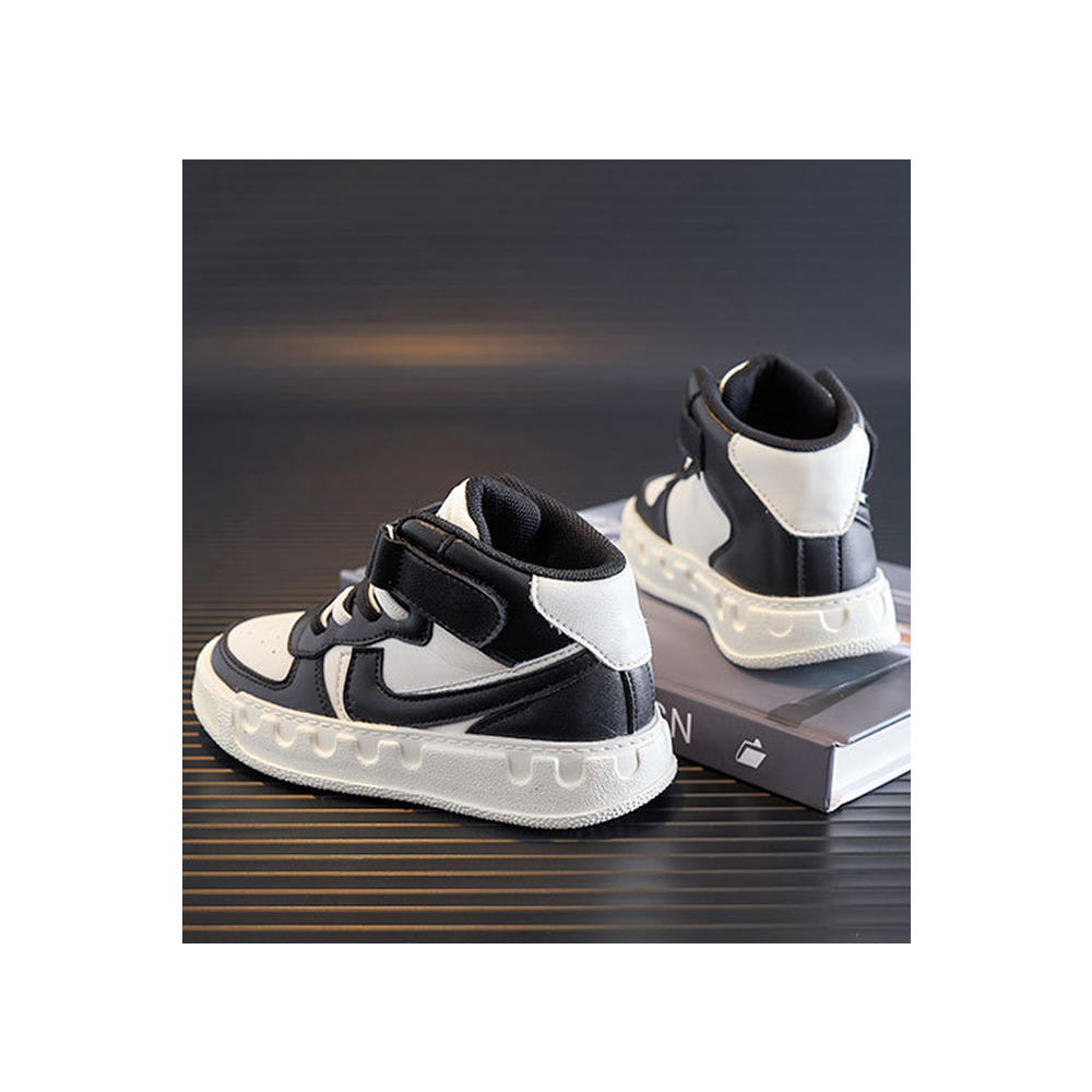 TOMCARRY Youth Girls Fashion High Top Trendy Striped Pattern Flat Rubber Bottom Restful Inner Collar Casual Shoes