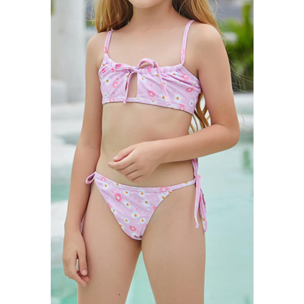 TOMCARRY Kids Girls Superb Floral Pattern Durable Straped Shoulder Summer Two-Piece Beach Swimwear