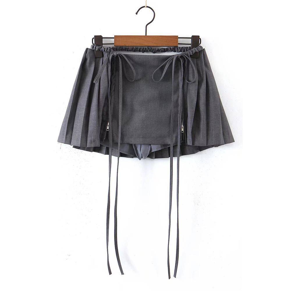 Zumeet Women Superb Solid Colored Adjustable Drawstring High Waist Summer Casual Short Skirt
