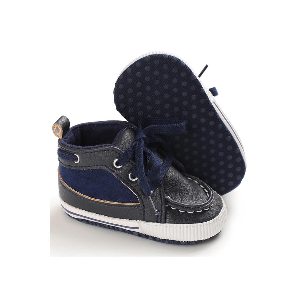 TOMCARRY Baby Boys Lac Up High Top Solid Colored Rubber Soled Round Toe Shoes