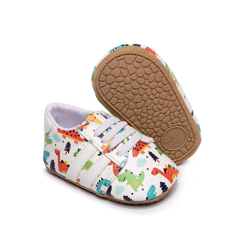 TOMCARRY Baby Boys Easy Lace Up Flat Rubber Bottom Tremendous Dinosaur Pattern Soft Inner Collar Casual Shoes