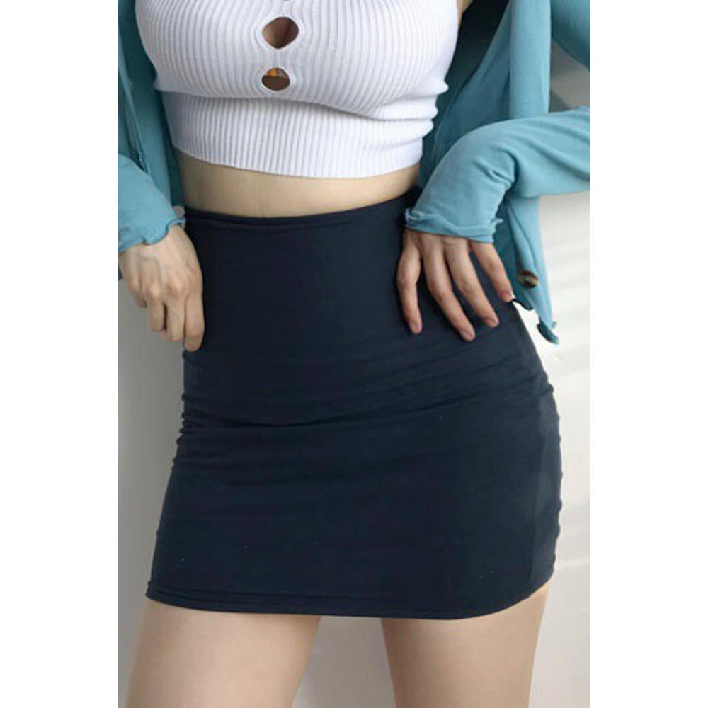 Tom Carry Women Fashionable Solid Pattern Hip High Waist Stretchable Weekend Casual Skirt