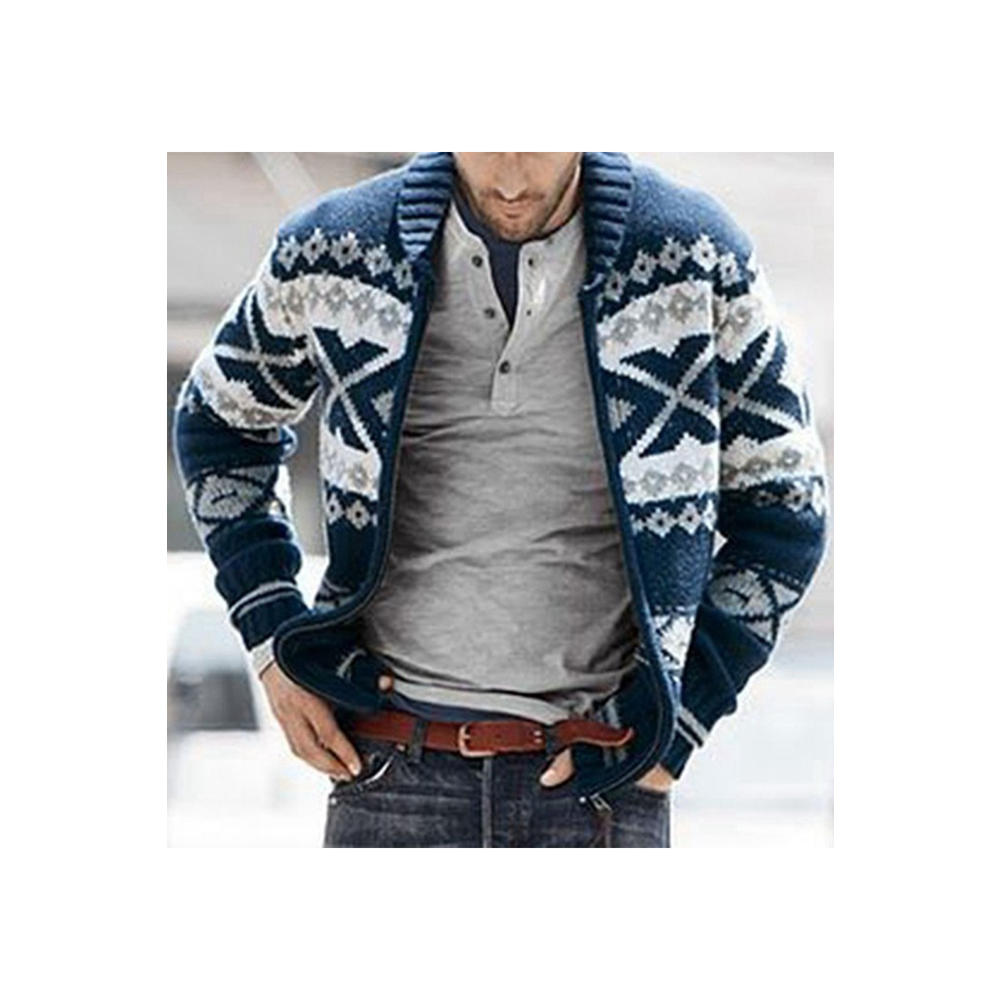 TOMCARRY Men Awesome Standup Collar Zip Closure Knitted Style Warm Cardigan