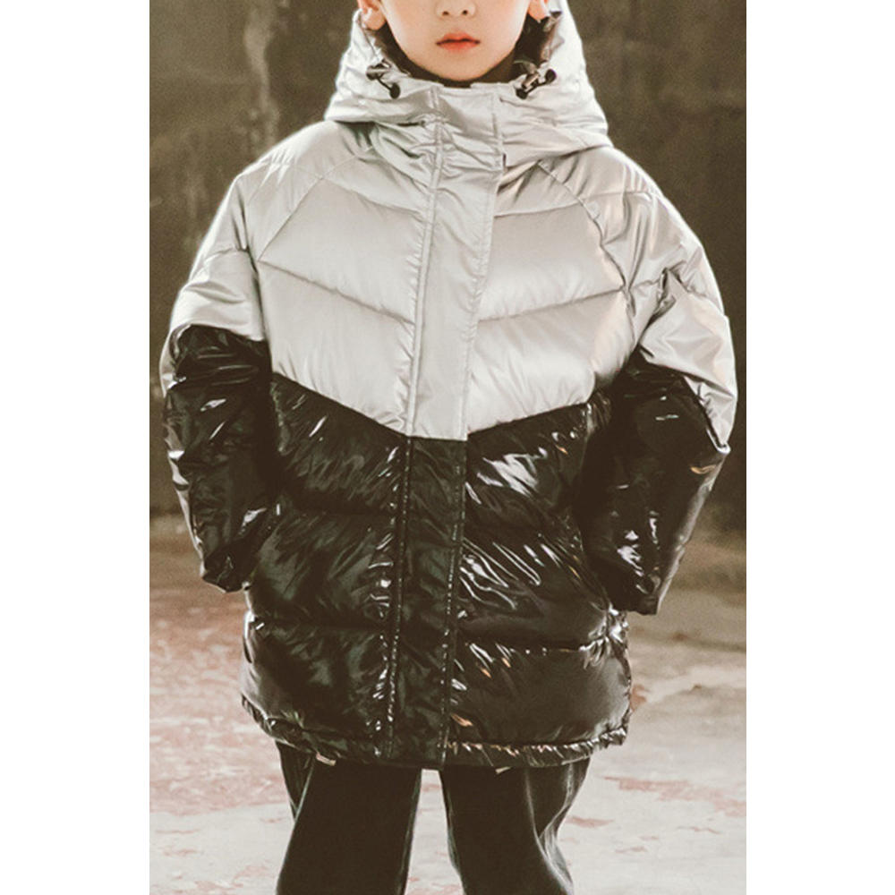 TOMCARRY Kids Boys Excellent Two Colors Crafted Protective Hood Zip Closure Winter Thick Padded Jacket