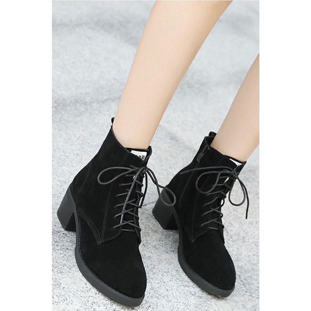 Tom Carry Women Thick Heel Comfy Lace Up Solid Colored Fantastic High Top Winter Boots
