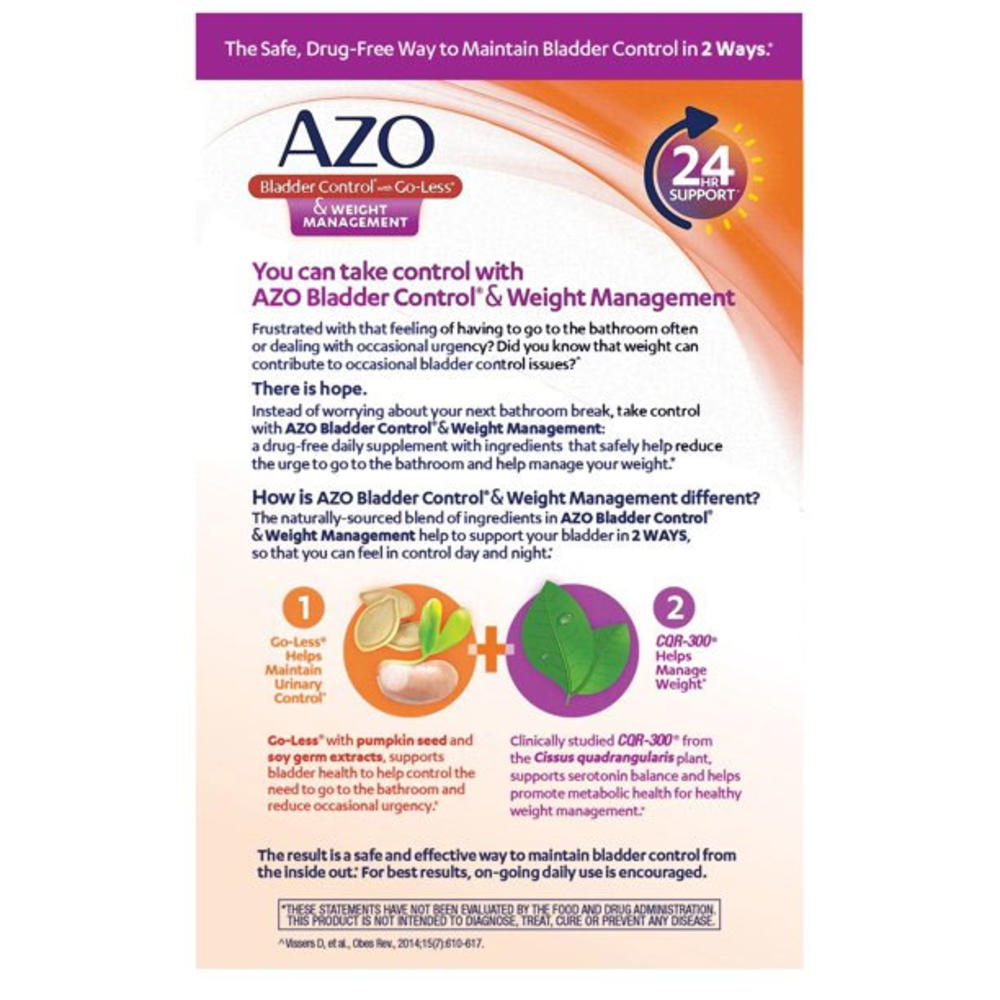 AZO Bladder Control Weight Management Supplement 48 Capsules