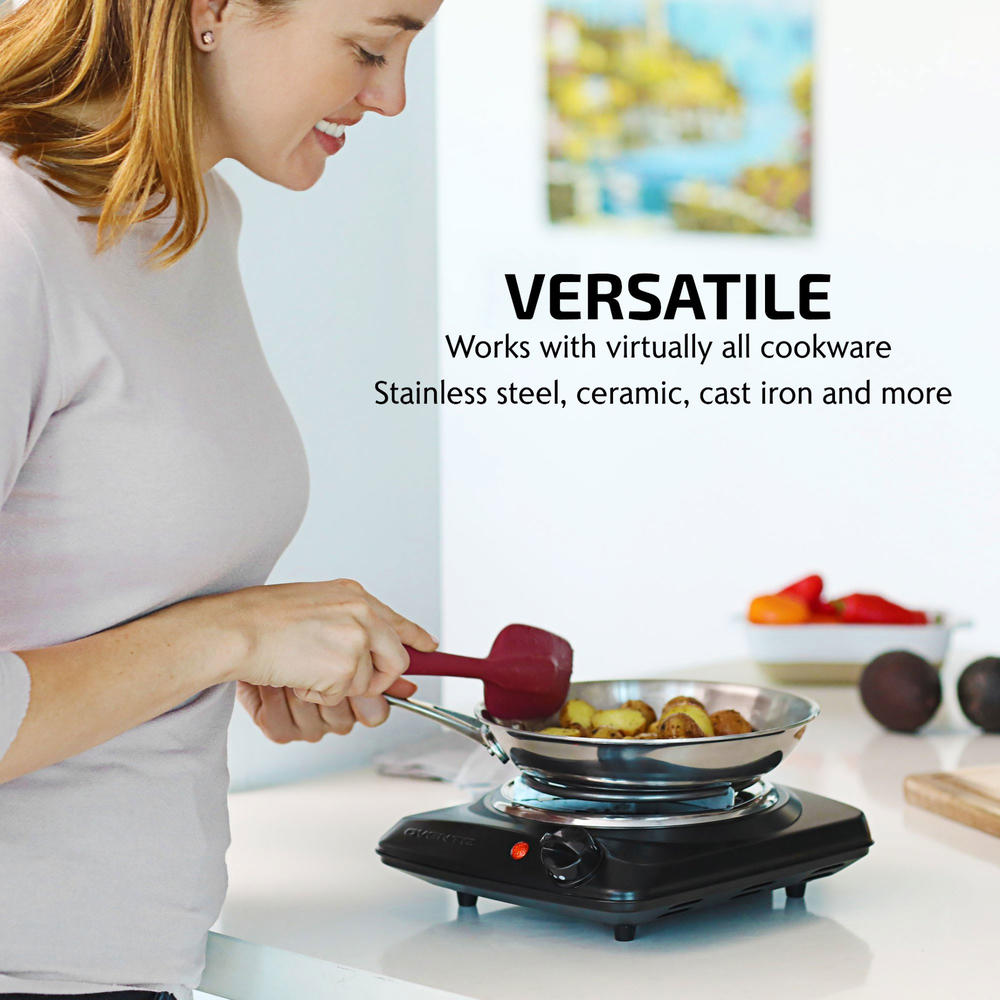 Ovente Electric Single Coil Burner 6 Inch Hot Plate Cooktop with 5 Level Temperature Control and Easy to Clean