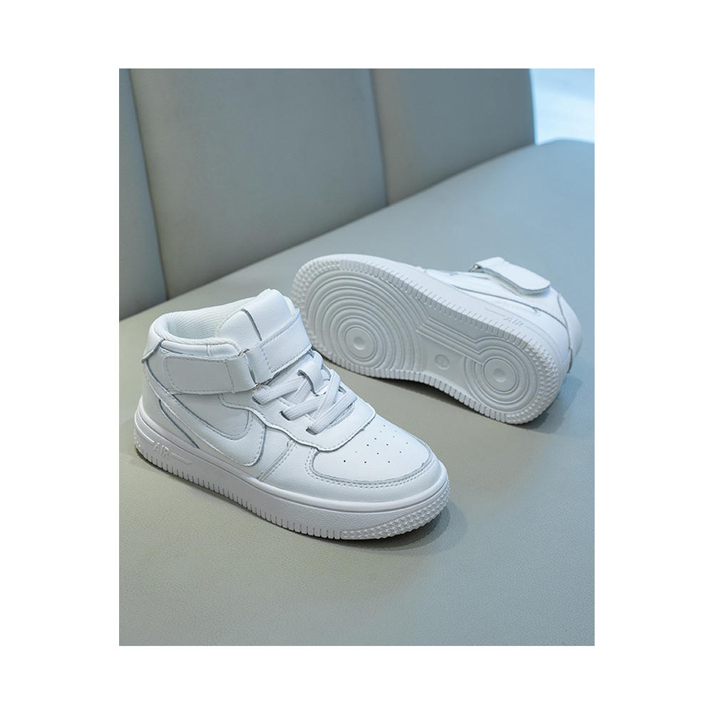 Tom Carry Youth Girls High Top Flat Rubber Soled Easy Velcro Closure Round Head Superb Solid Colored Sports Shoes