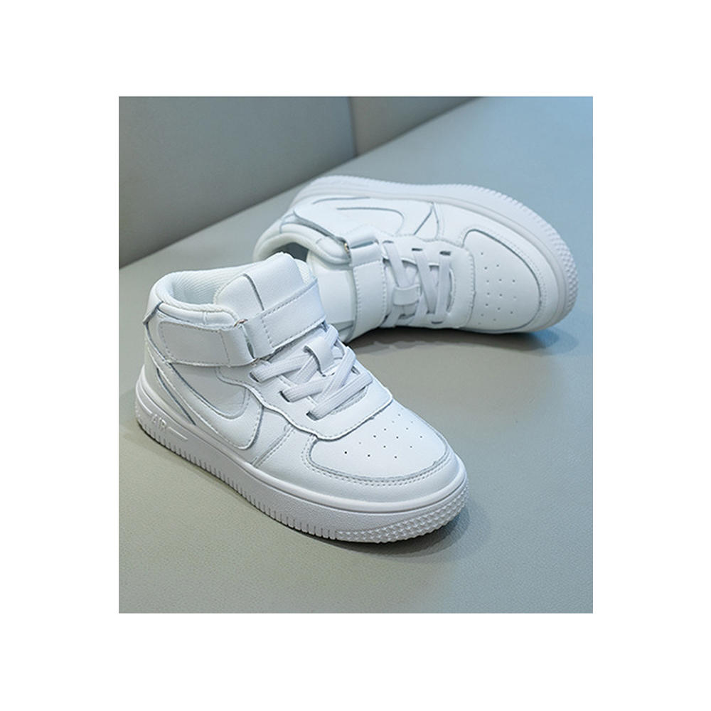 Tom Carry Youth Girls High Top Flat Rubber Soled Easy Velcro Closure Round Head Superb Solid Colored Sports Shoes