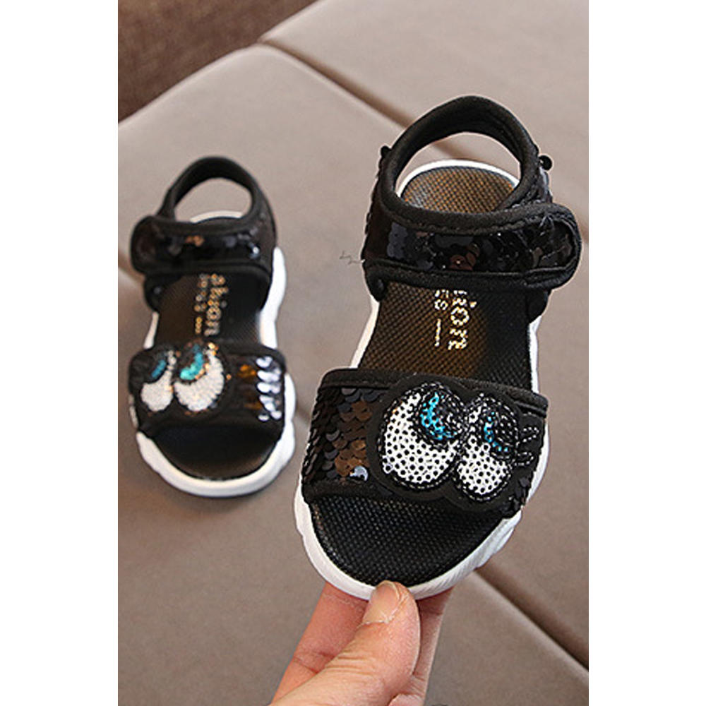 Tom Carry Toddler Girls Fashionable Sequins Decorated Shiny Velcro Closure Soft Soled Sandals