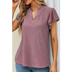 Tom Carry Women New Fashion Jacquard V-Neck Pile Short Sleeves T-Shirt Summer Casual Top