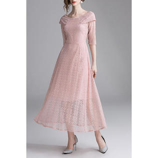 strapless open back dress A Line V Neck 2 Pieces Pink Lace Prom Dresses, Two Pieces Pink Lace Fo
