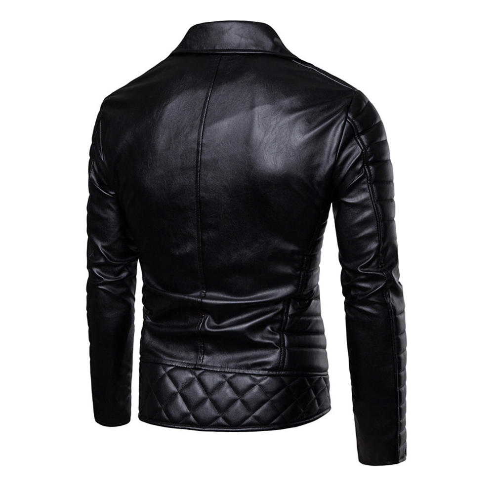 TOMCARRY Men Leather Jacket stylish Solid Pattern Neck Collar zippered Winter Jacket
