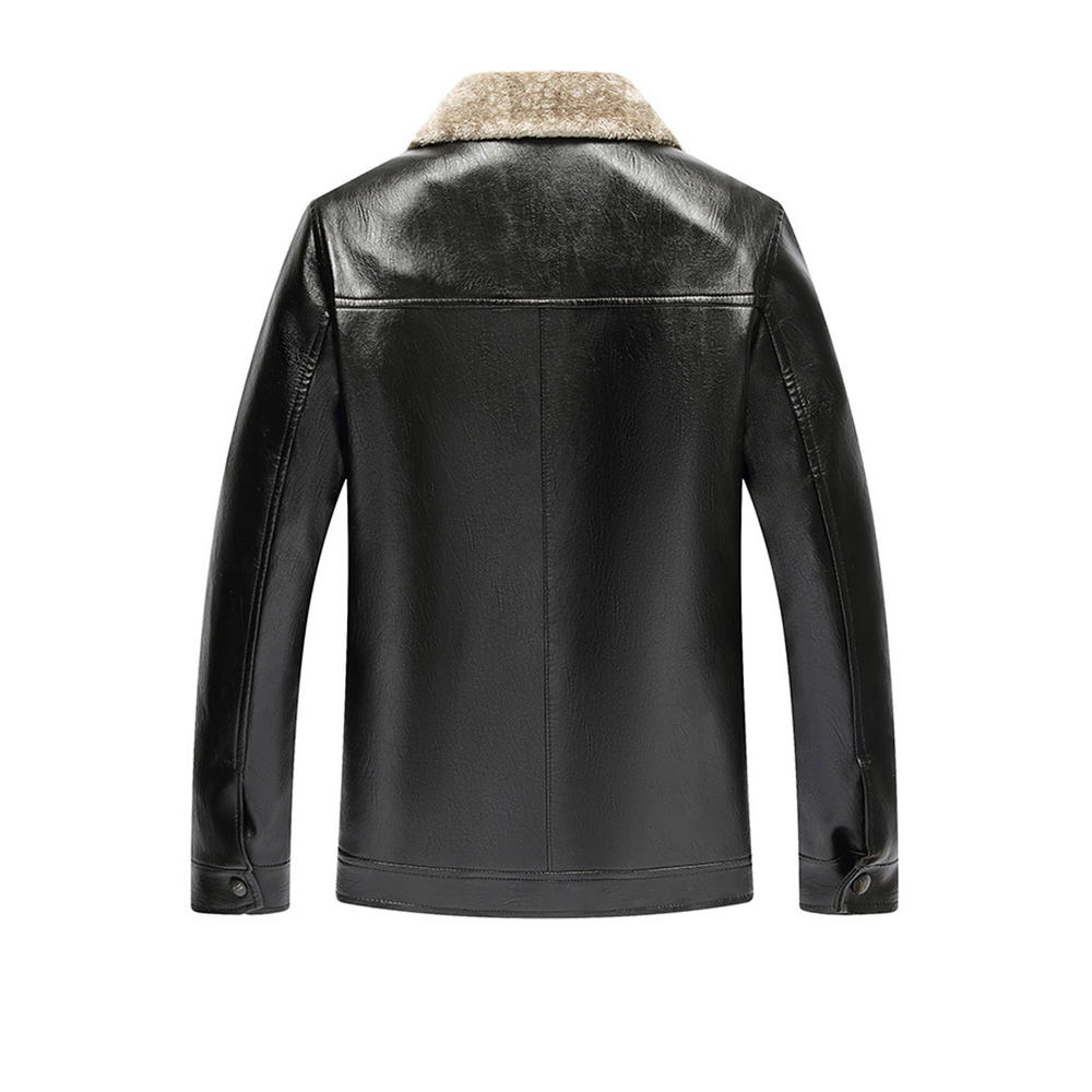 TOMCARRY Men High Collar Stylish Inner Warm PU Leather Jacket