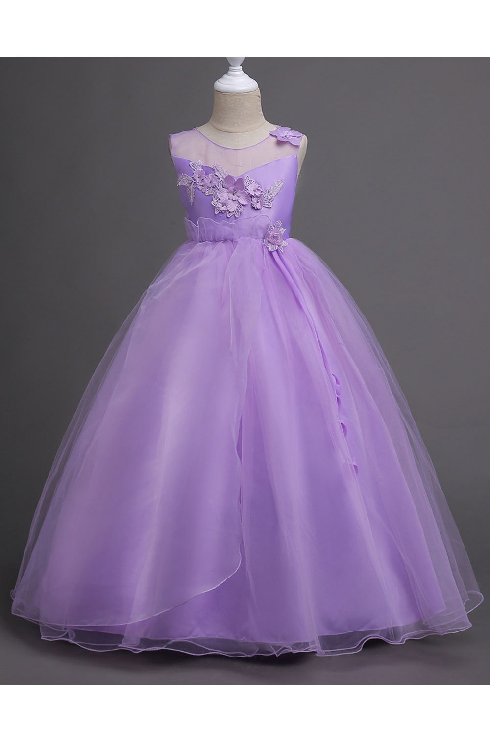 Tomcarry Kids Girls Flower Lace Ball Gown Fancy Dress