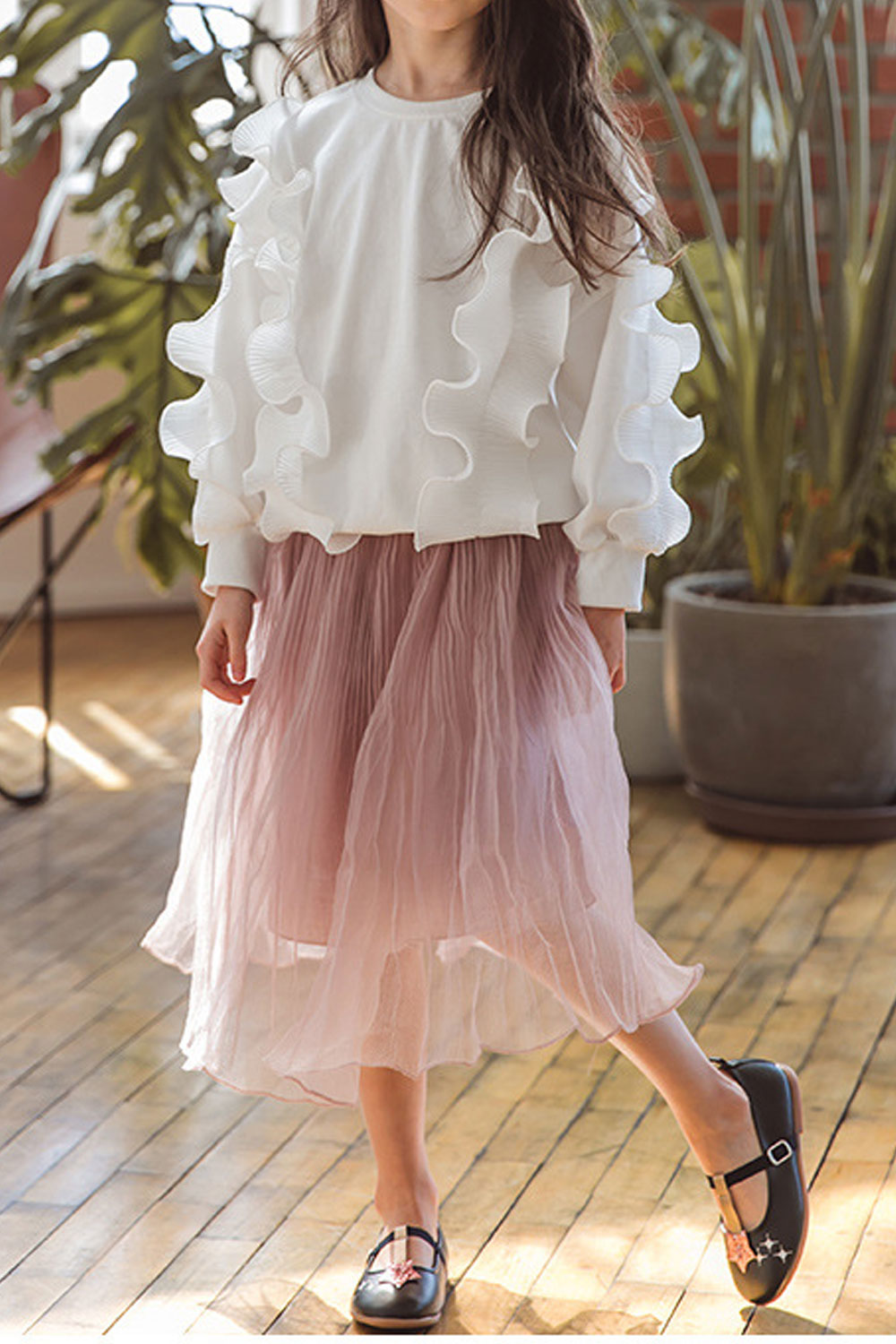Girls ruffle shirt clearance