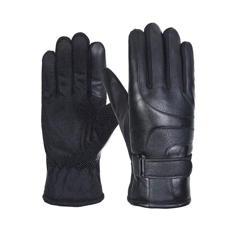 TOMCARRY Men Thick Waterproof Leather Non-Slip Winter Gloves