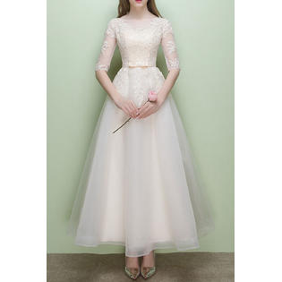 chinese dress ladies VN22010 Boat Neck-line Wedding Dress/ Vestido de Novia cuello Bote – Nery LB main image 1