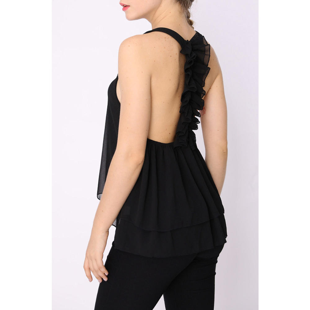 TOMCARRY Women Halter Neck Ruffled Stylish Top